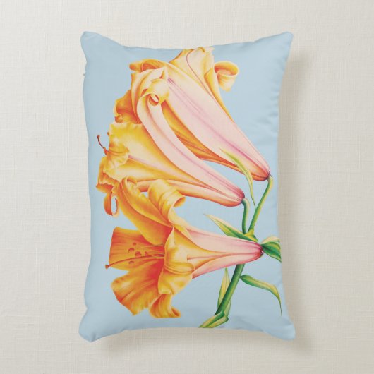 オレンジリリー素晴らしア絵を描ート装飾用クッション アクセントクッション (正面(垂直))