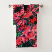 オレンジリリー花抽象芸術アートパターン バスタオルセット (インサイチュ)