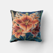 オレンジリリー開花オンブルー クッション (裏面)