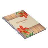 オレンジリリ素朴ボタニカルイラストレーション ノートブック (右側)