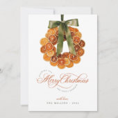 オレンジリースクリスマスフォトホリデーカード シーズンカード (正面)