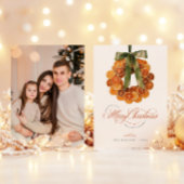 オレンジリースクリスマスフォトホリデーカード シーズンカード