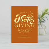 オレンジリーフリースハッピーサンクスギビング 箔シーズンカード (立ち正面)
