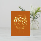 オレンジリーフリースハッピーサンクスギビング 箔シーズンポストカード (立ち正面)