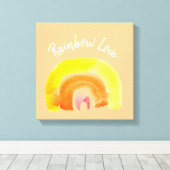 オレンジレインボーラブウォーターカラー キャンバスプリント (インサイチュ (ウッドフロア))