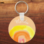 オレンジレインボーラブウォーターカラー キーホルダー (正面)