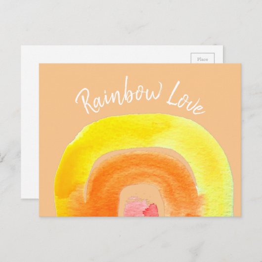 オレンジレインボーラブウォーターカラー ポストカード (正面/裏面)