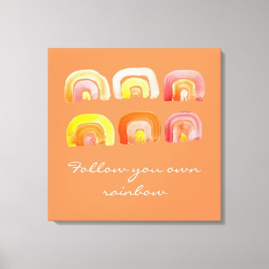 オレンジレインボーレトロインスピレーション引用文 キャンバスプリント (正面)