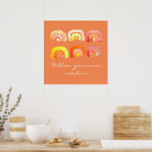 オレンジレインボーレトロインスピレーション引用文 ポスター (キッチン)