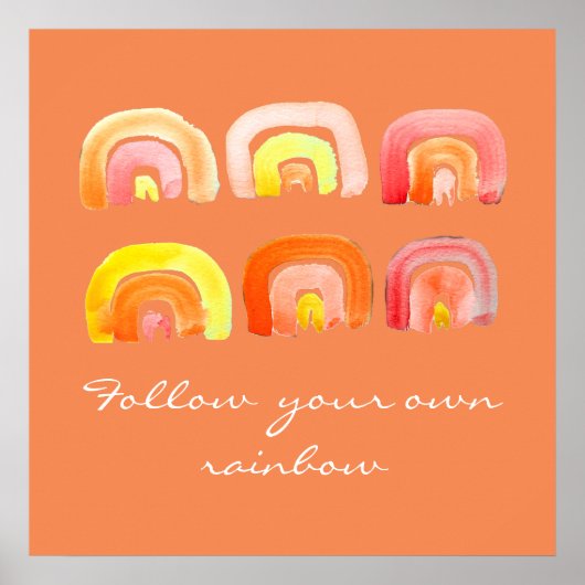 オレンジレインボーレトロインスピレーション引用文 ポスター (正面)
