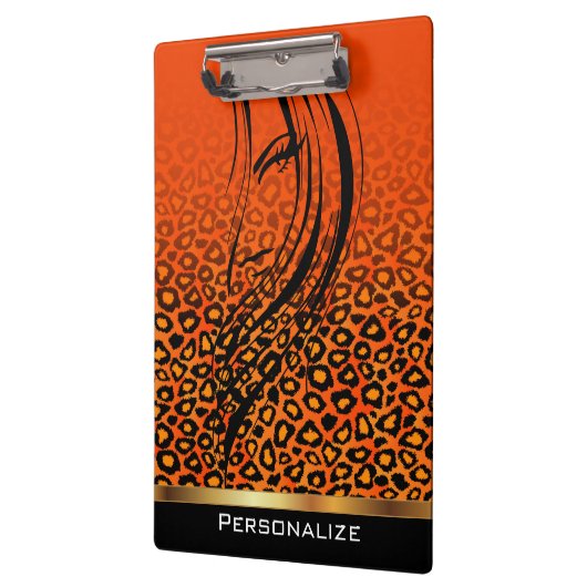 オレンジレオパードグラデーションアニマルプリントウィズガール クリップボード (左)