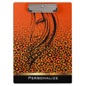 オレンジレオパードグラデーションアニマルプリントウィズガール クリップボード (正面)