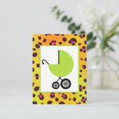 オレンジレオパードプリント&グリーンキャリッジベビーシャワー 招待状 (スタンド正面)