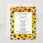 オレンジレオパードプリント&グリーンキャリッジベビーシャワー 招待状 (裏面)