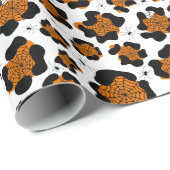 オレンジレオパード印刷スパイダーパターンハロウィーン ラッピングペーパー (ロールコーナー)