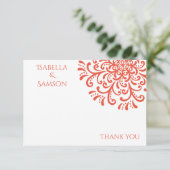 オレンジレッドお洒落フローリッシュサンキューカード サンキューカード (スタンド正面)