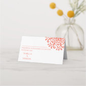 オレンジレッドお洒落フローリッシュ座席表 プレイスカード (正面)