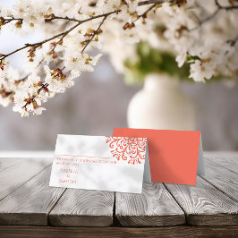 オレンジレッドお洒落フローリッシュ座席表 プレイスカード