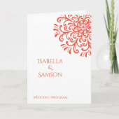 オレンジレッドお洒落フローリッシュ結婚式 プログラム (正面)