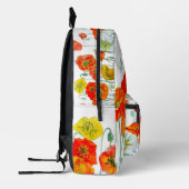 オレンジレッドアイスランドポピー水カラーポピー白 プリントバックパック (左)