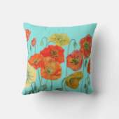 オレンジレッドイエローポピーウォーターカラークッションアクア クッション (裏面)