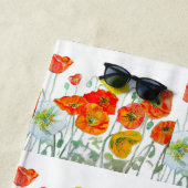 オレンジレッドイエローポピー水彩少女の名前 ビーチタオル (インサイチュ)