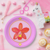 オレンジレッドオーキッド紙プレート ペーパープレート (パーティー)