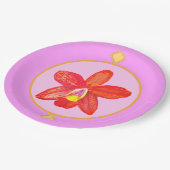 オレンジレッドオーキッド紙プレート ペーパープレート (アングル)