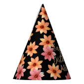 オレンジレッドオータムフラワーブラック誕生日 パーティーハット (左)