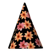 オレンジレッドオータムフラワーブラック誕生日 パーティーハット (右)