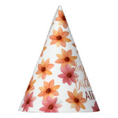 オレンジレッドオータムフラワーホワイト誕生日 パーティーハット (左)