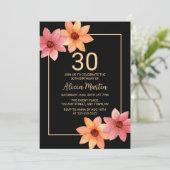 オレンジレッドオータムフローラニーエイジブラック誕生日 招待状 (スタンド正面)