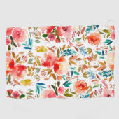 オレンジレッドカラフルバラフローラ夏 ゴルフタオル (横)