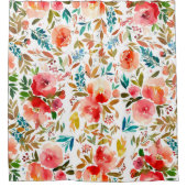 オレンジレッドカラフルバラフローラ夏 シャワーカーテン (正面)