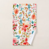 オレンジレッドカラフルバラフローラ夏 バスタオルセット (ハンドタオル)