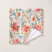 オレンジレッドカラフルバラフローラ夏 バスタオルセット (ウォッシュタオル)