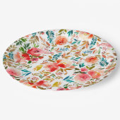 オレンジレッドカラフルバラフローラ夏 ペーパープレート (アングル)
