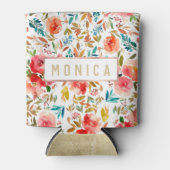 オレンジレッドカラフルバラフローラ夏 缶クーラー (正面)