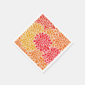オレンジレッドカラフルヴィンテージ60s花 スタンダードカクテルナプキン (角)