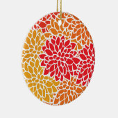オレンジレッドカラフルヴィンテージ60s花 セラミックオーナメント (右)