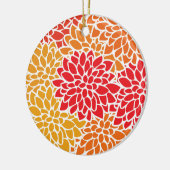 オレンジレッドカラフルヴィンテージ60s花 セラミックオーナメント (左)