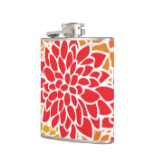 オレンジレッドカラフルヴィンテージ60s花 フラスク (左)