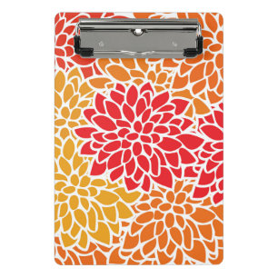 オレンジレッドカラフルヴィンテージ60s花 ミニクリップボード