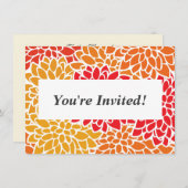 オレンジレッドカラフルヴィンテージ60s花 招待状 (正面/裏面)