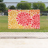 オレンジレッドカラフルヴィンテージ60s花 横断幕 (インサイチュ)