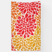 オレンジレッドカラフルヴィンテージ60s花 横断幕 (縦)