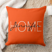 オレンジレッドカラーホームモノグラム クッション (ブランケット)