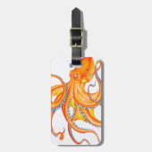 オレンジレッドクラーケンタコインクアートダンス ラゲッジタグ (正面縦)