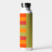 オレンジレッドグリーンストライプのヨガパーソナライズされたマット ウォーターボトル (左面)
