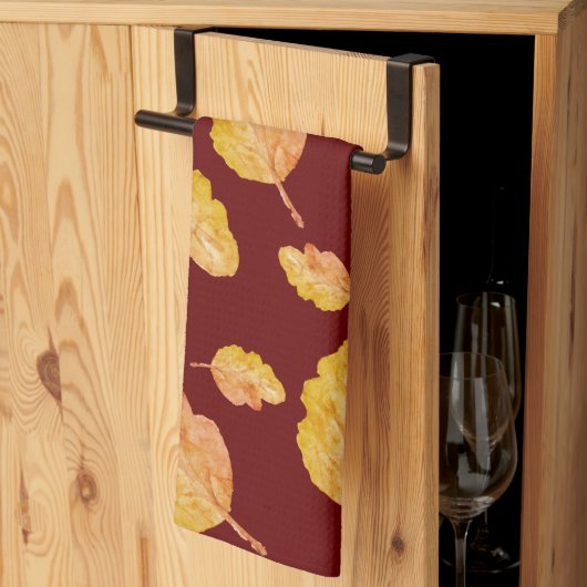 オレンジレッドコージー秋紅葉 キッチンタオル (三つ折り)